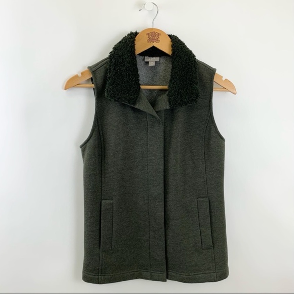 J. Jill Fleece Vest with Shearling Collar XS